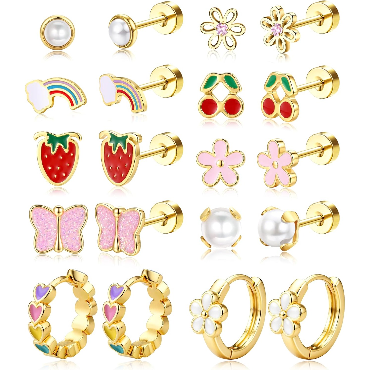 FASACCO 1Pair Gold Plated Hypo - Body Jewelry Surgical Steel recension och pris